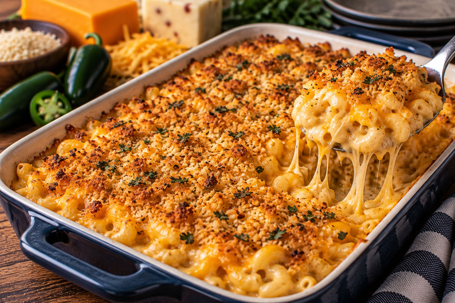 Spicy Garlic Baked Mac & Cheese