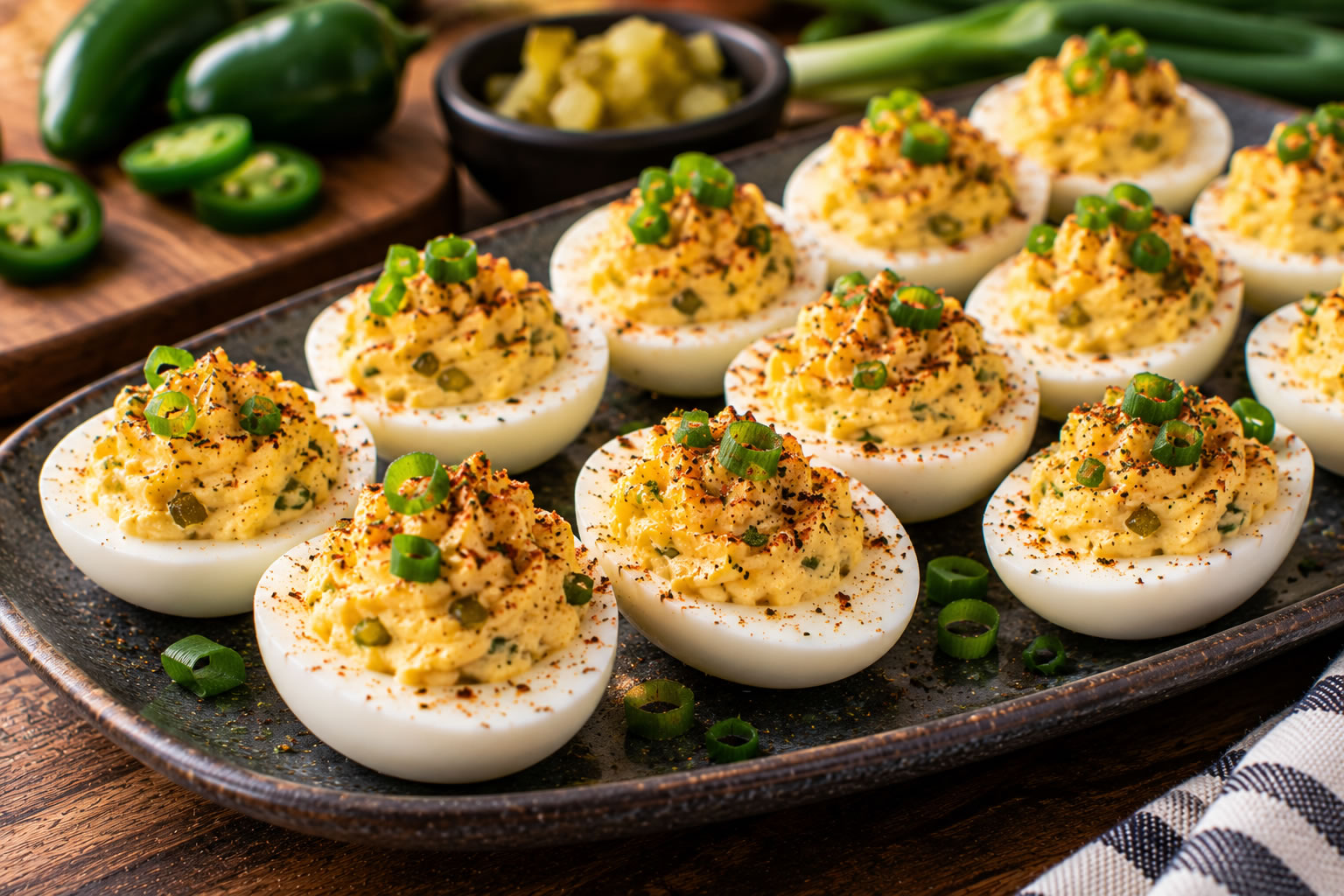 Spicy Garlic Deviled Eggs