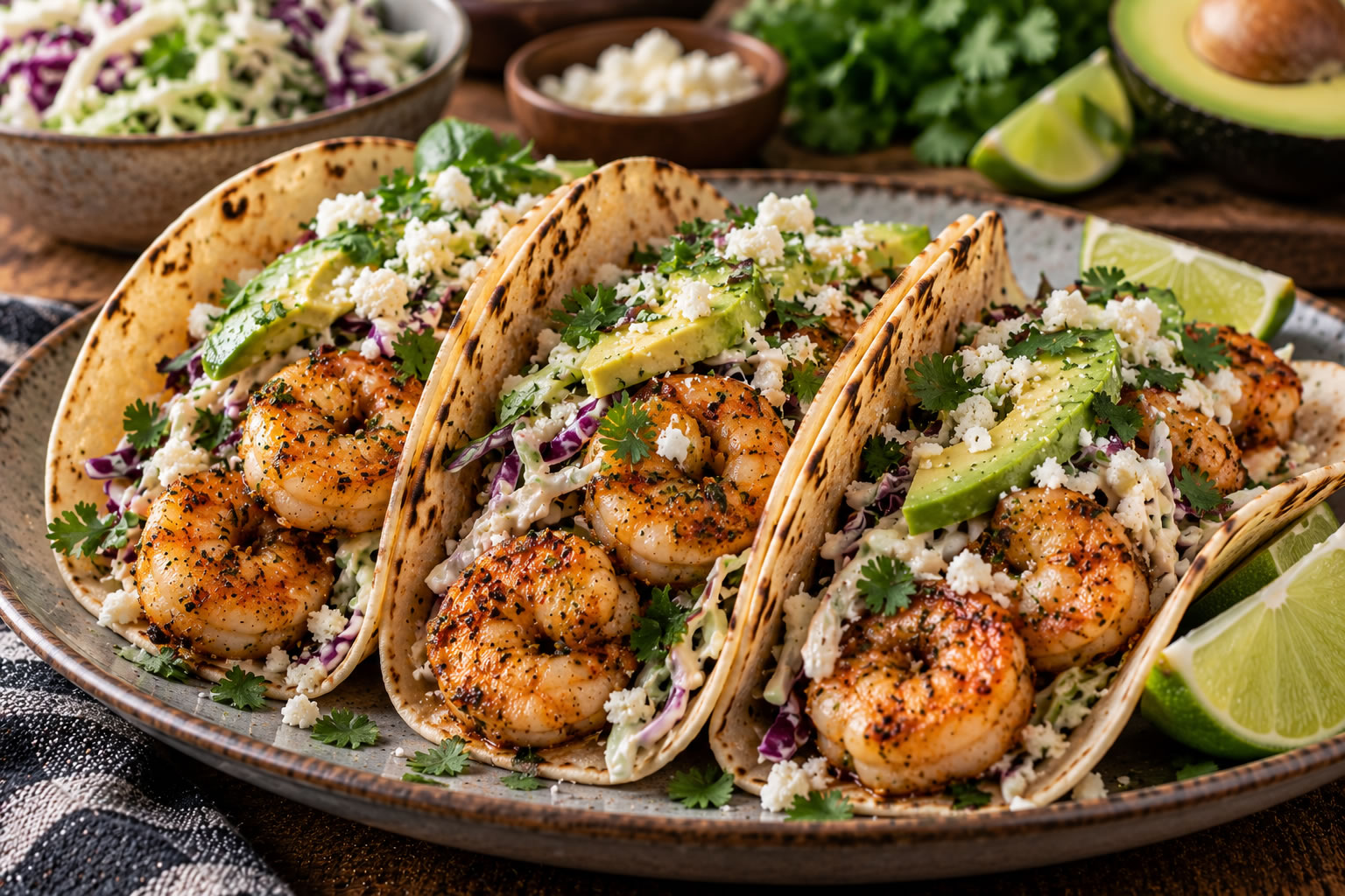 Jalapeño Garlic Shrimp Tacos